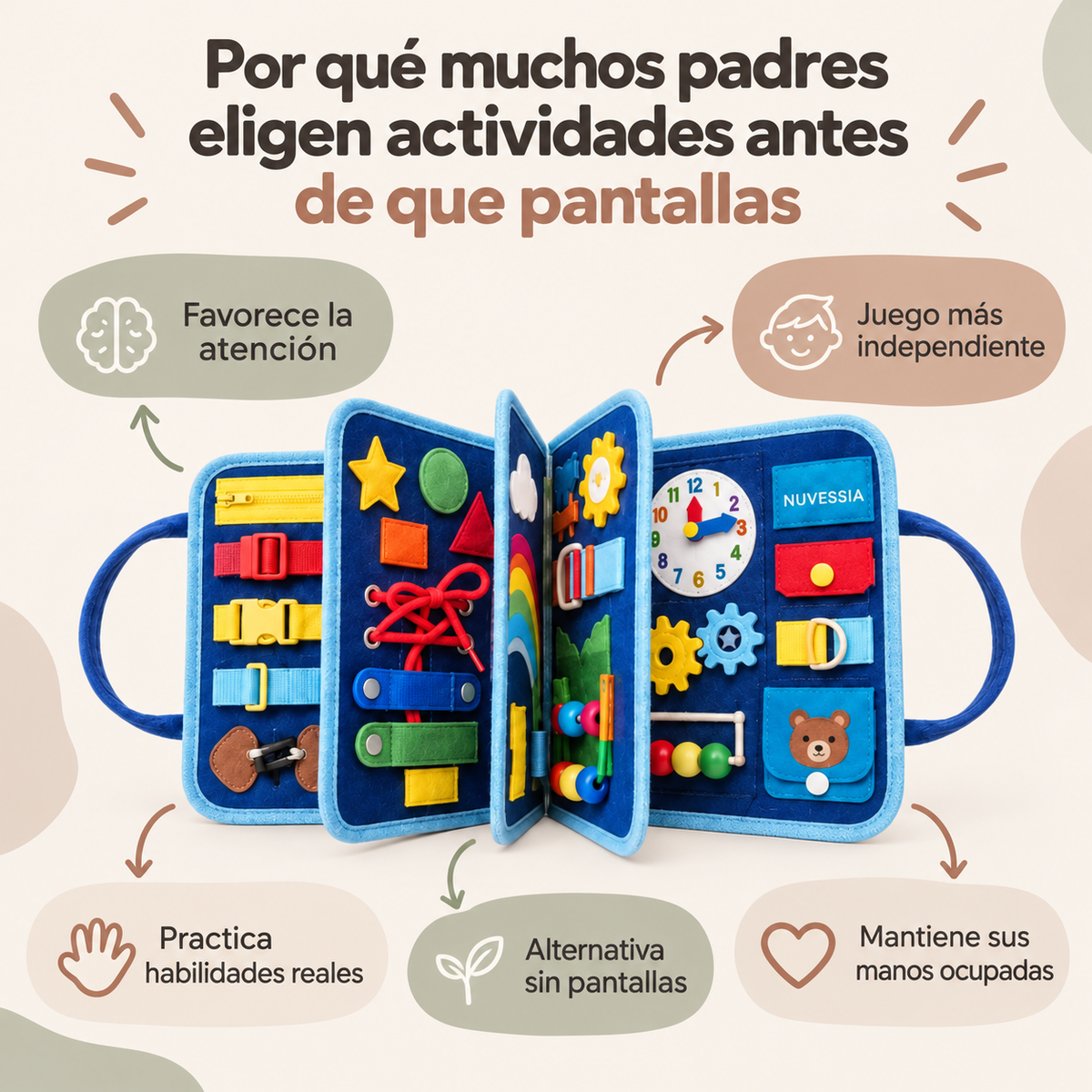 Tablero Montessori plegable — más de 30 actividades